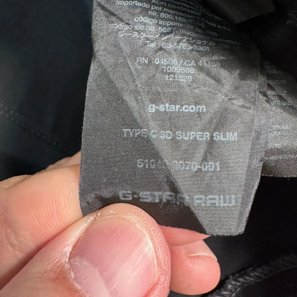 G Star Raw Type C 3D Super Slim Jeans Mens 40x34 Measured 40x30 Black Denim